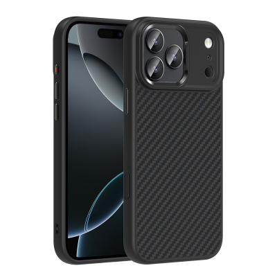 Apple iPhone 17 Pro Max Case with M-Safe Charging Function Carbon Fiber Look Zore Truva Silicone Cover - 1