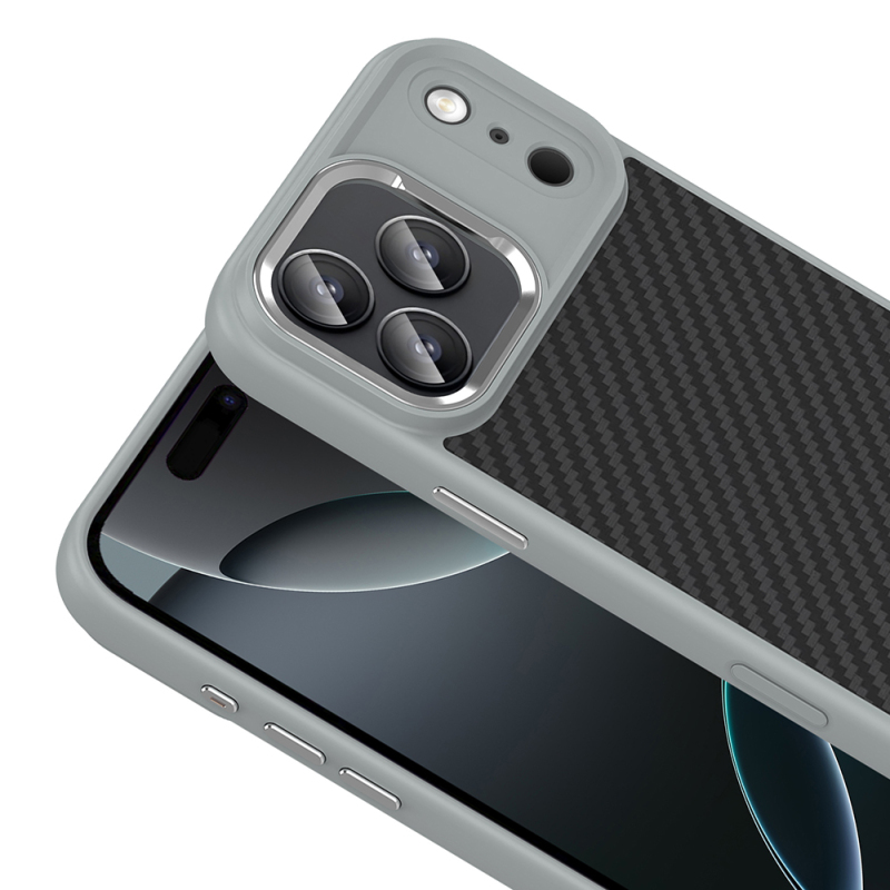 Apple iPhone 17 Pro Max Case with M-Safe Charging Function Carbon Fiber Look Zore Truva Silicone Cover - 9