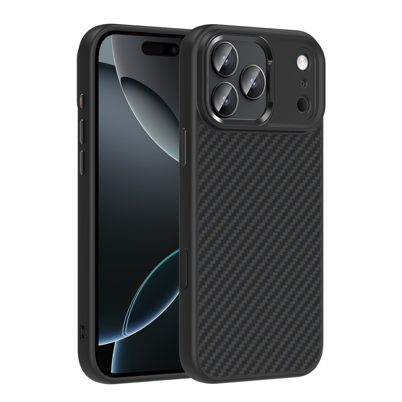 Apple iPhone 17 Pro Max Case with M-Safe Charging Function Carbon Fiber Look Zore Truva Silicone Cover - 2