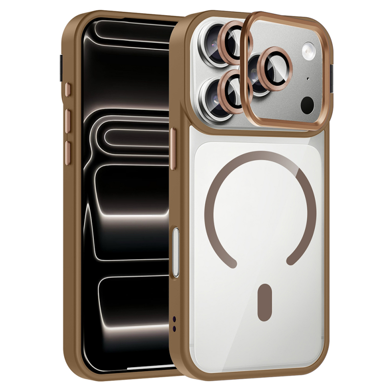 Apple iPhone 17 Pro Max Case with Stand and Camera Lens Gift Zore Etro Cover with M-Safe Charging Function - 7