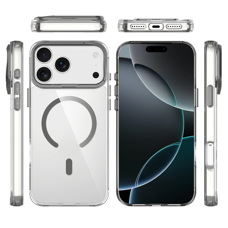 Apple iPhone 17 Pro Max Case Zore Azor Cover with M-safe Charging, Airbag, Camera Stand - 9