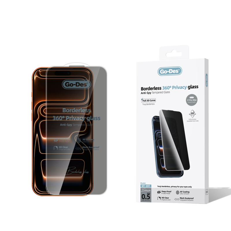 Apple iPhone 17 Pro Max Go Des Borderless Privacy Temperli Cam Ekran Koruyucu - 1
