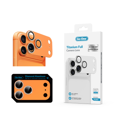 Apple iPhone 17 Pro Max Go Des FC006 Diamond Titanyum Serisi Anti Reflective Kamera Lens Koruyucu - 4