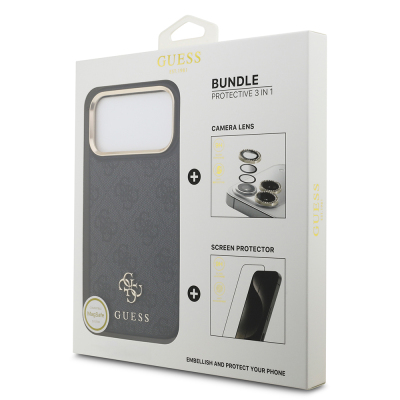 Apple iPhone 17 Pro Max Guess Original Licensed 4G and Text Logo Case + Screen Protector + Lens Protector 3-in-1 Accessory Set - 3