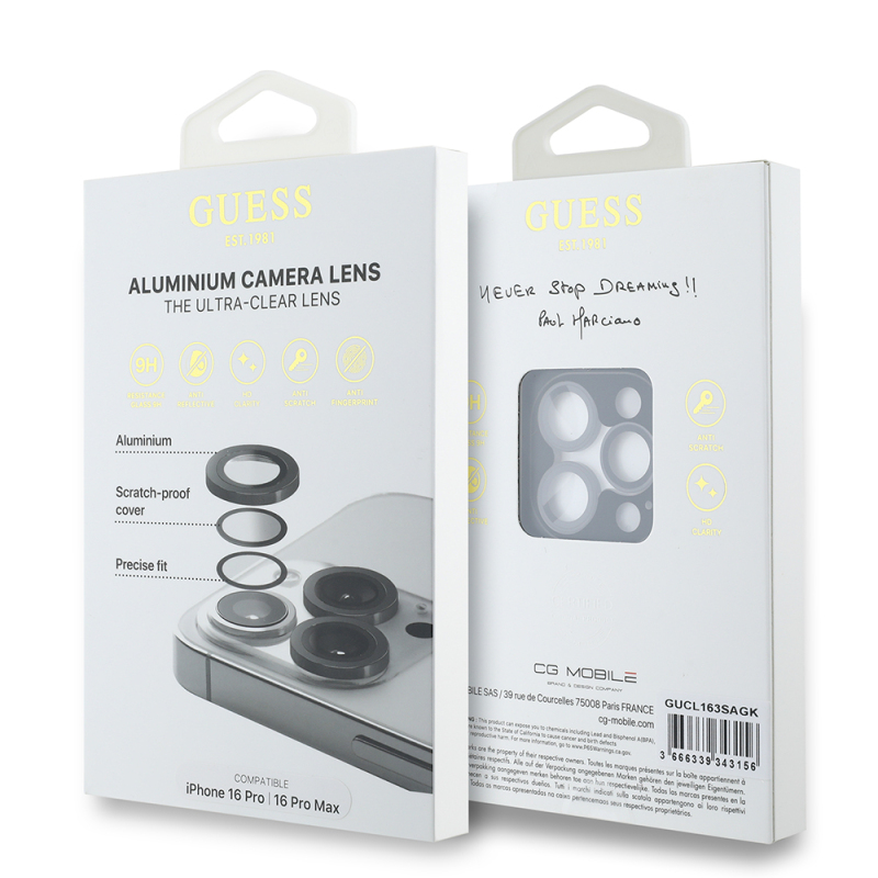 Apple iPhone 17 Pro Max Guess Orjinal Lisanslı Metal Kamera Lens Koruyucu - 7