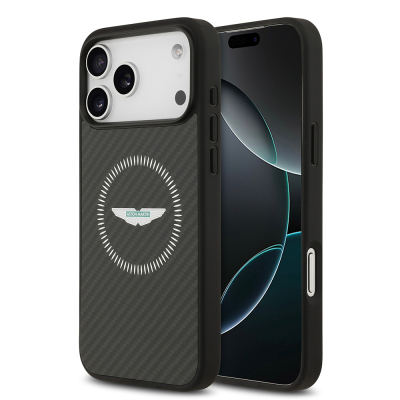 Apple iPhone 17 Pro Max Kılıf Aston Martin Orjinal Lisanslı M-safe Şarj Özellikli Karbon Fiber Kevlar Kapak - 2