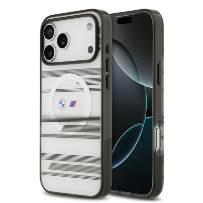 Apple iPhone 17 Pro Max Kılıf BMW Orjinal Lisanslı M-safe Şarj Özellikli Metal Kamera Butonlu Yatay Şeritli M Dizayn Kapak - 1
