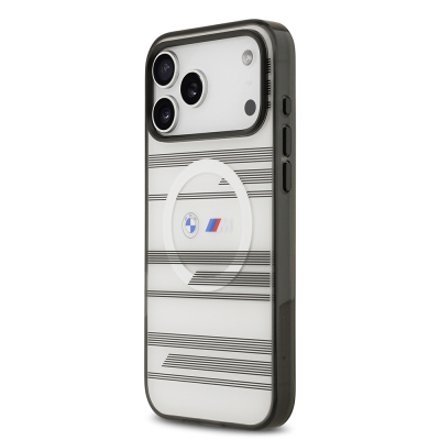 Apple iPhone 17 Pro Max Kılıf BMW Orjinal Lisanslı M-safe Şarj Özellikli Metal Kamera Butonlu Yatay Şeritli M Dizayn Kapak - 5