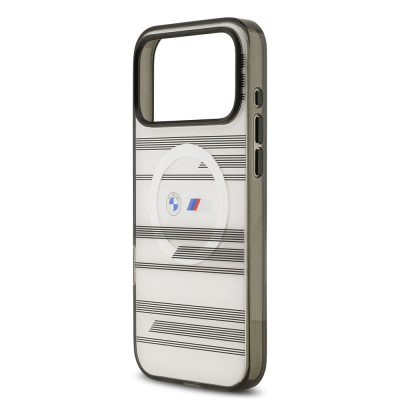 Apple iPhone 17 Pro Max Kılıf BMW Orjinal Lisanslı M-safe Şarj Özellikli Metal Kamera Butonlu Yatay Şeritli M Dizayn Kapak - 9