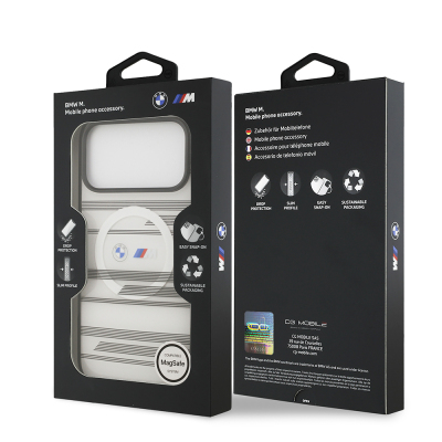 Apple iPhone 17 Pro Max Kılıf BMW Orjinal Lisanslı M-safe Şarj Özellikli Metal Kamera Butonlu Yatay Şeritli M Dizayn Kapak - 11