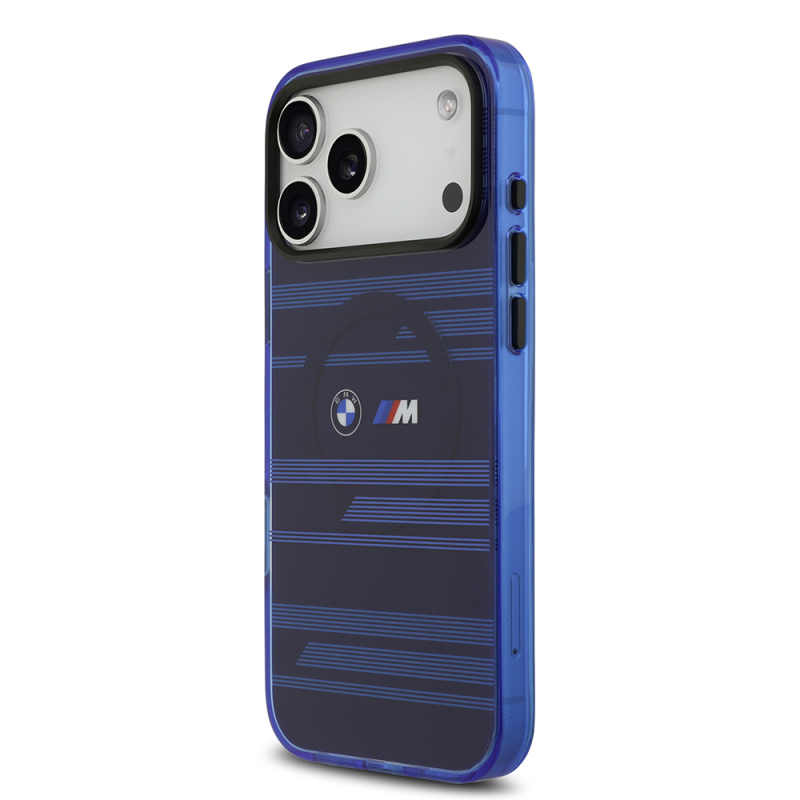 Apple iPhone 17 Pro Max Kılıf BMW Orjinal Lisanslı M-safe Şarj Özellikli Metal Kamera Butonlu Yatay Şeritli M Dizayn Kapak - 12