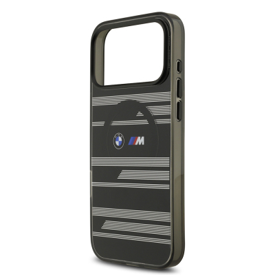Apple iPhone 17 Pro Max Kılıf BMW Orjinal Lisanslı M-safe Şarj Özellikli Metal Kamera Butonlu Yatay Şeritli M Dizayn Kapak - 23