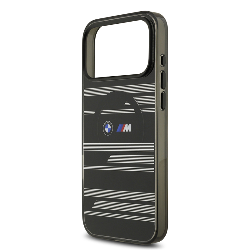 Apple iPhone 17 Pro Max Kılıf BMW Orjinal Lisanslı M-safe Şarj Özellikli Metal Kamera Butonlu Yatay Şeritli M Dizayn Kapak - 23