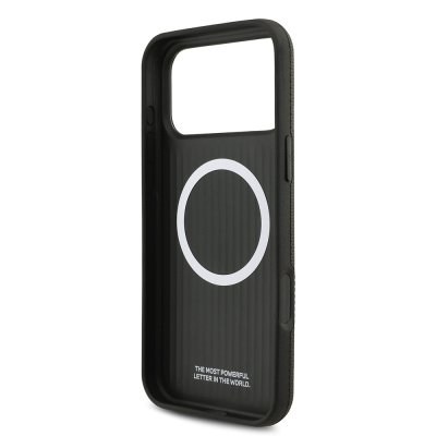 Apple iPhone 17 Pro Max Kılıf BMW Orjinal Lisanslı M-safe Şarj Özellikli Metal Logolu Delikli M Dizayn Deri Kapak - 12