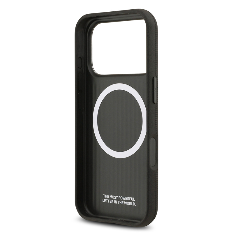 Apple iPhone 17 Pro Max Kılıf BMW Orjinal Lisanslı M-safe Şarj Özellikli Metal Logolu Delikli M Dizayn Deri Kapak - 18