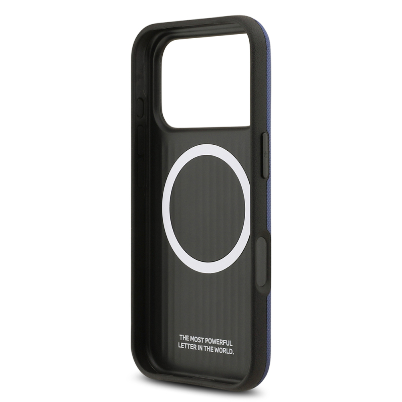 Apple iPhone 17 Pro Max Kılıf BMW Orjinal Lisanslı M-safe Şarj Özellikli Metal Logolu Delikli M Dizayn Deri Kapak - 30