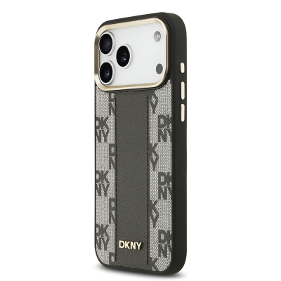 Apple iPhone 17 Pro Max Kılıf DKNY Orjinal Lisanslı M-safe Şarj Özellikli 3D Yazılı Checkered Pattern Kapak - 4