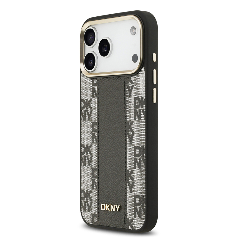 Apple iPhone 17 Pro Max Kılıf DKNY Orjinal Lisanslı M-safe Şarj Özellikli 3D Yazılı Checkered Pattern Kapak - 4