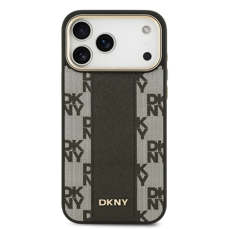 Apple iPhone 17 Pro Max Kılıf DKNY Orjinal Lisanslı M-safe Şarj Özellikli 3D Yazılı Checkered Pattern Kapak - 5