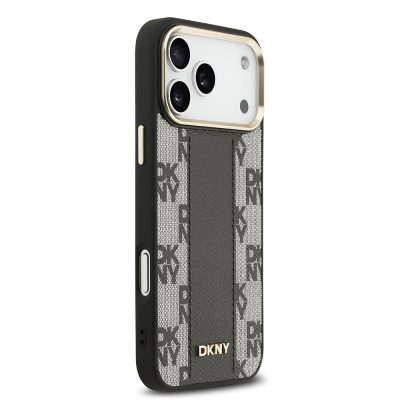 Apple iPhone 17 Pro Max Kılıf DKNY Orjinal Lisanslı M-safe Şarj Özellikli 3D Yazılı Checkered Pattern Kapak - 6