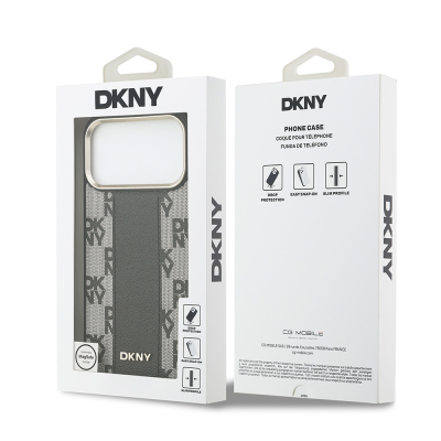 Apple iPhone 17 Pro Max Kılıf DKNY Orjinal Lisanslı M-safe Şarj Özellikli 3D Yazılı Checkered Pattern Kapak - 16
