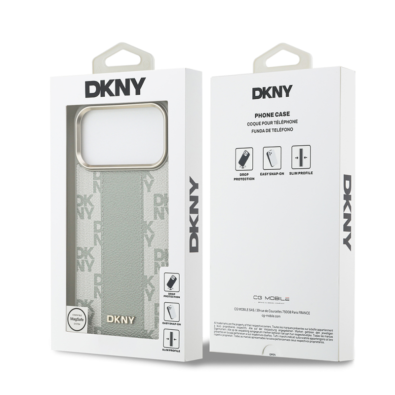 Apple iPhone 17 Pro Max Kılıf DKNY Orjinal Lisanslı M-safe Şarj Özellikli 3D Yazılı Checkered Pattern Kapak - 17