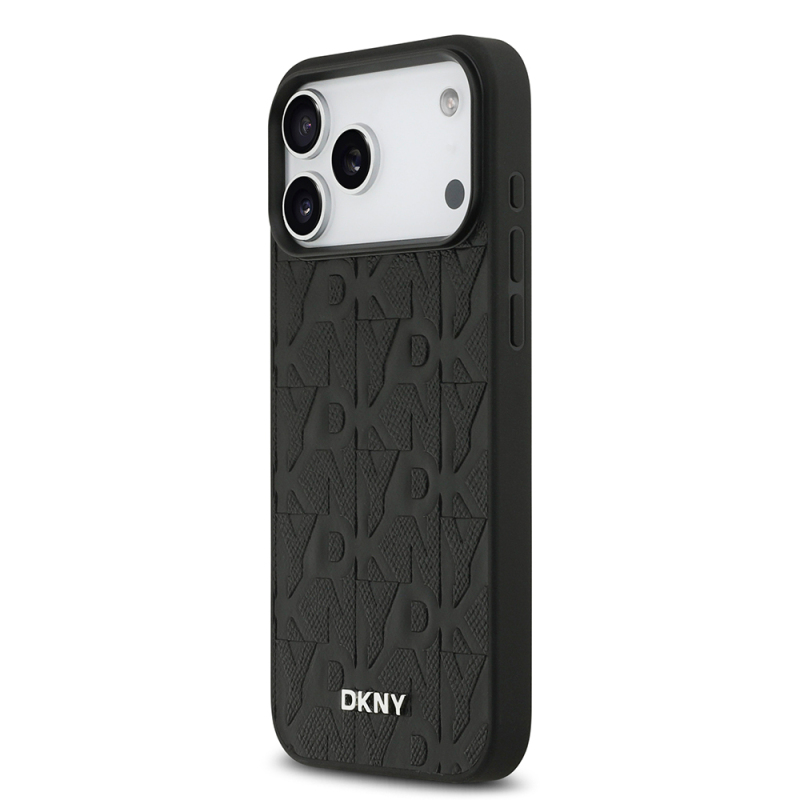 Apple iPhone 17 Pro Max Kılıf DKNY Orjinal Lisanslı M-safe Şarj Özellikli 3D Yazılı Grid Pattern Kapak - 4