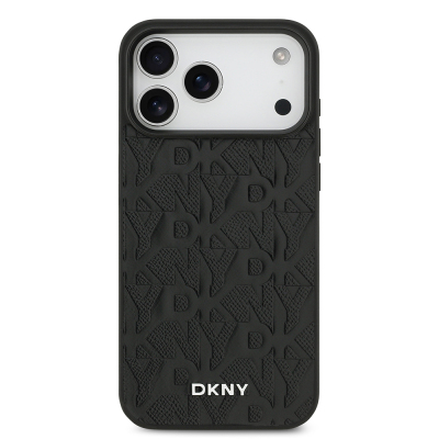 Apple iPhone 17 Pro Max Kılıf DKNY Orjinal Lisanslı M-safe Şarj Özellikli 3D Yazılı Grid Pattern Kapak - 5