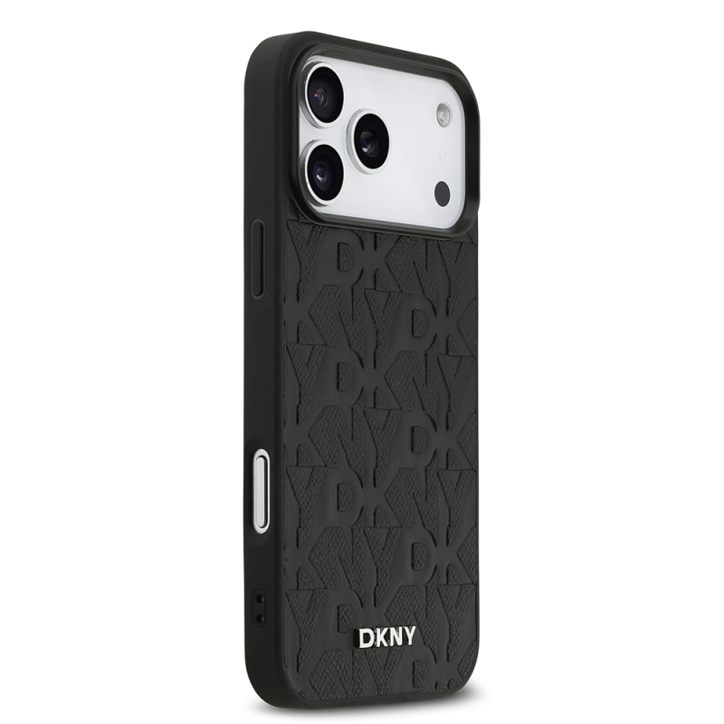 Apple iPhone 17 Pro Max Kılıf DKNY Orjinal Lisanslı M-safe Şarj Özellikli 3D Yazılı Grid Pattern Kapak - 6