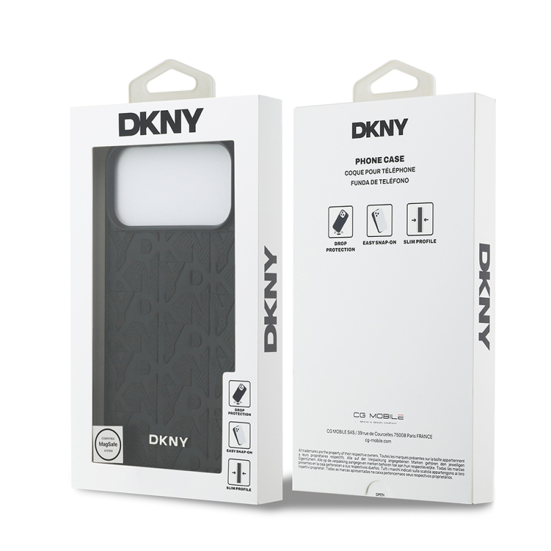 Apple iPhone 17 Pro Max Kılıf DKNY Orjinal Lisanslı M-safe Şarj Özellikli 3D Yazılı Grid Pattern Kapak - 10