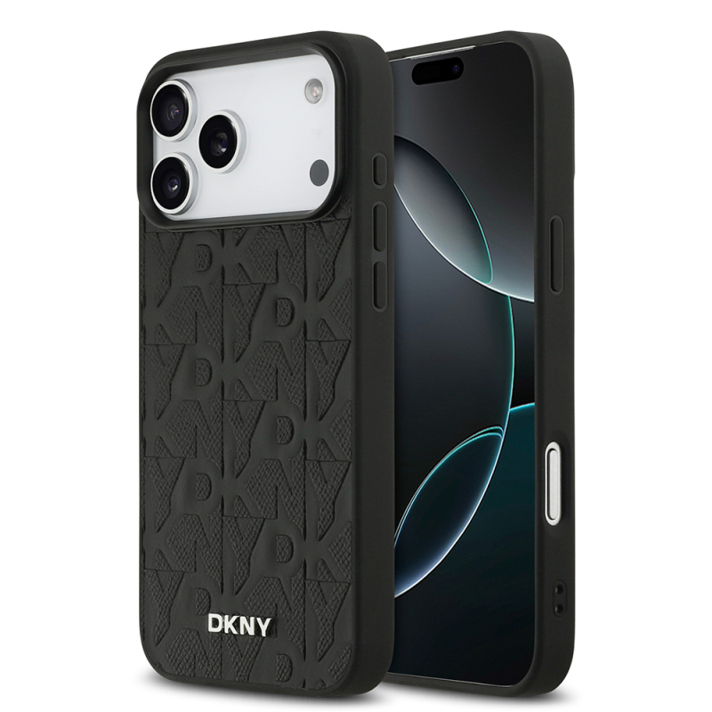 Apple iPhone 17 Pro Max Kılıf DKNY Orjinal Lisanslı M-safe Şarj Özellikli 3D Yazılı Grid Pattern Kapak - 2