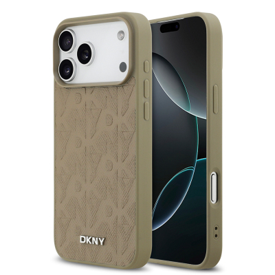 Apple iPhone 17 Pro Max Kılıf DKNY Orjinal Lisanslı M-safe Şarj Özellikli 3D Yazılı Grid Pattern Kapak - 3