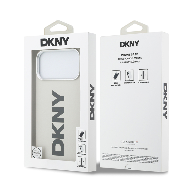 Apple iPhone 17 Pro Max Kılıf DKNY Orjinal Lisanslı M-safe Şarj Özellikli PU Büyük Dikey Logolu Kapak - 18