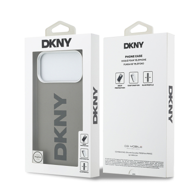 Apple iPhone 17 Pro Max Kılıf DKNY Orjinal Lisanslı M-safe Şarj Özellikli PU Büyük Dikey Logolu Kapak - 25