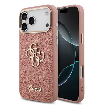 Apple iPhone 17 Pro Max Kılıf Guess Orjinal Lisanslı 4G Büyük Metal Kamera Çerçeveli ve Logolu Glitter Kapak - 2