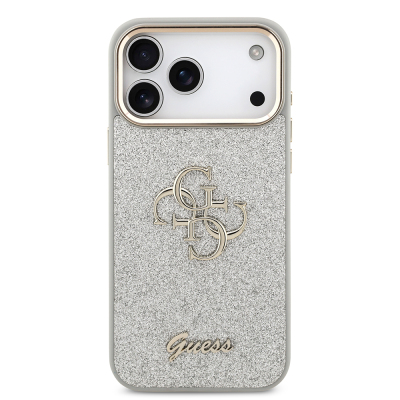 Apple iPhone 17 Pro Max Kılıf Guess Orjinal Lisanslı 4G Büyük Metal Kamera Çerçeveli ve Logolu Glitter Kapak - 14