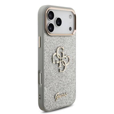 Apple iPhone 17 Pro Max Kılıf Guess Orjinal Lisanslı 4G Büyük Metal Kamera Çerçeveli ve Logolu Glitter Kapak - 15