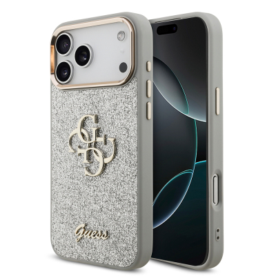 Apple iPhone 17 Pro Max Kılıf Guess Orjinal Lisanslı 4G Büyük Metal Kamera Çerçeveli ve Logolu Glitter Kapak - 3