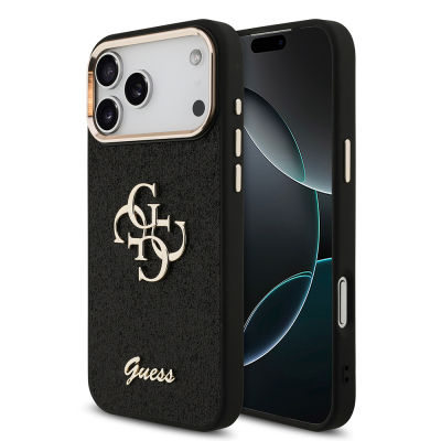 Apple iPhone 17 Pro Max Kılıf Guess Orjinal Lisanslı 4G Büyük Metal Kamera Çerçeveli ve Logolu Glitter Kapak - 5