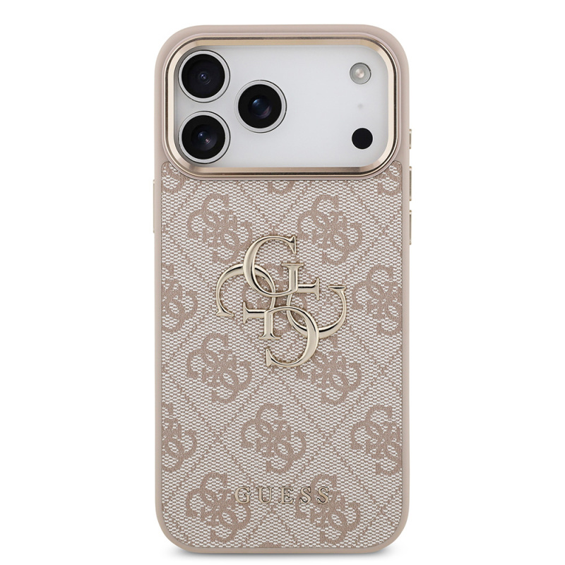 Apple iPhone 17 Pro Max Kılıf Guess Orjinal Lisanslı Gold Metal Kamera Çerçeveli 4G Desenli Metal Büyük 4G ve Yazı Logolu Kapak - 20