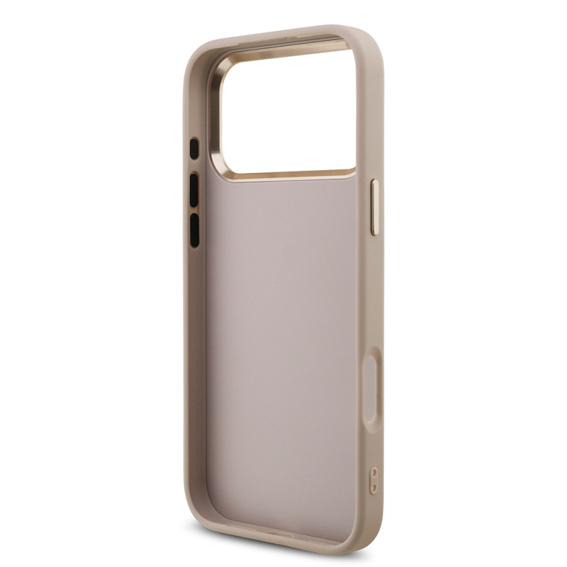 Apple iPhone 17 Pro Max Kılıf Guess Orjinal Lisanslı Gold Metal Kamera Çerçeveli 4G Desenli Metal Büyük 4G ve Yazı Logolu Kapak - 24