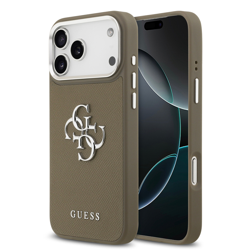 Apple iPhone 17 Pro Max Kılıf Guess Orjinal Lisanslı Grained 4G Metal Büyük Logolu Kapak - 1