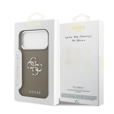 Apple iPhone 17 Pro Max Kılıf Guess Orjinal Lisanslı Grained 4G Metal Büyük Logolu Kapak - 9