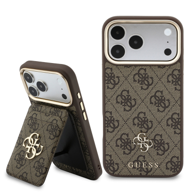Apple iPhone 17 Pro Max Kılıf Guess Orjinal Lisanslı M-safe Şarj Özellikli 4G Büyük Metal Logolu Kartlıklı Kapak - 1