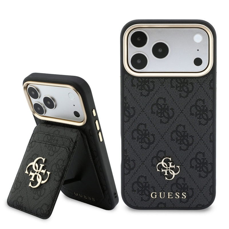 Apple iPhone 17 Pro Max Kılıf Guess Orjinal Lisanslı M-safe Şarj Özellikli 4G Büyük Metal Logolu Kartlıklı Kapak - 2