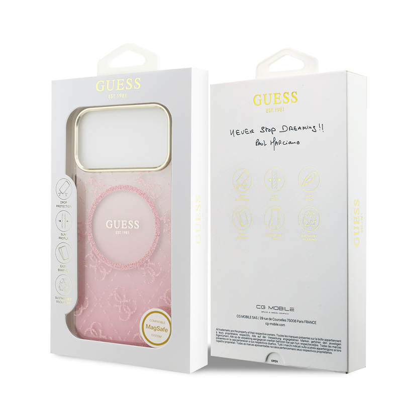 Apple iPhone 17 Pro Max Kılıf Guess Orjinal Lisanslı M-safe Şarj Özellikli 4G Desenli Simli Silikon Kapak - 24