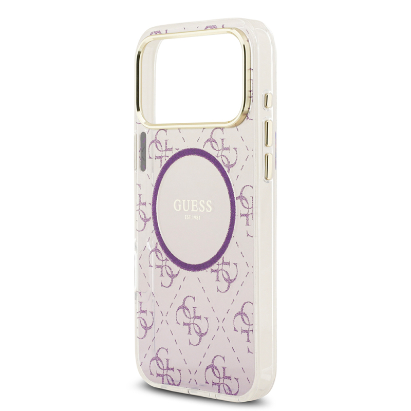 Apple iPhone 17 Pro Max Kılıf Guess Orjinal Lisanslı M-safe Şarj Özellikli 4G Desenli Simli Silikon Kapak - 21