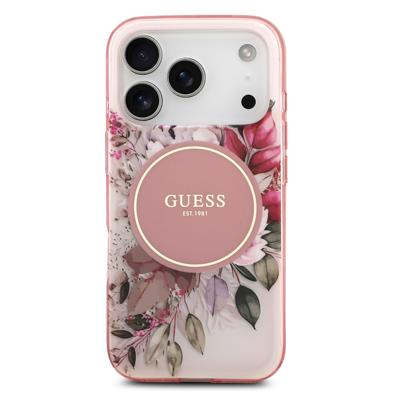 Apple iPhone 17 Pro Max Kılıf Guess Orjinal Lisanslı M-safe Şarj Özellikli Flower Tonal Circle Kapak - 18