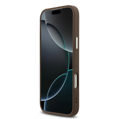 Apple iPhone 17 Pro Max Kılıf Guess Orjinal Lisanslı M-safe Şarj Özellikli Gold Metal Kamera Çerçeveli Taşlı Üçgen Logo 4G Desenli Kapak - 14
