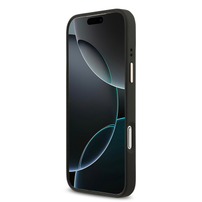 Apple iPhone 17 Pro Max Kılıf Guess Orjinal Lisanslı M-safe Şarj Özellikli Grained Yazı ve Taşlı 4G Logolu Kapak - 7